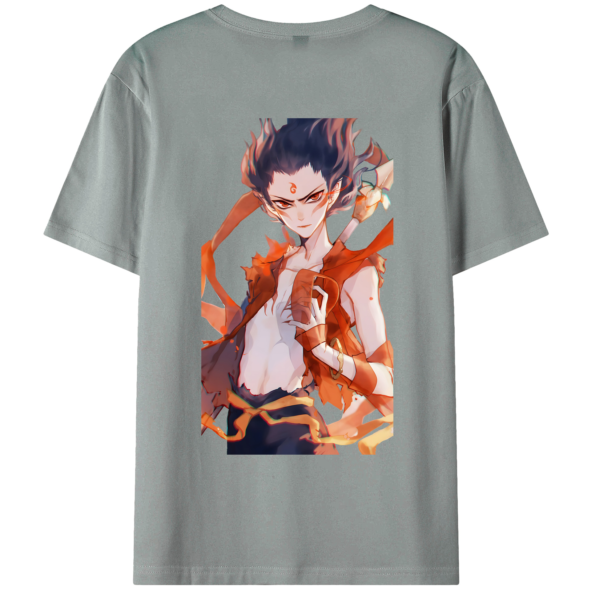 （画像用） Ne Zha 2 ナタ 魔童の大暴れ 綿100％ メンズ半袖Tシャツ（バックプリント） 通気性